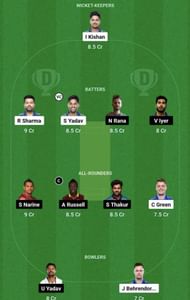 MI vs KKR Dream11 Prediction Team, Grand League
